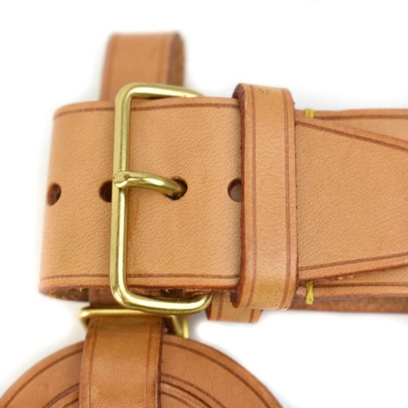 LOUIS VUITTON: Tan, Vachetta Leather & Logo, Luggage Tag & Keepall Set (sf) - Picture 3 of 6